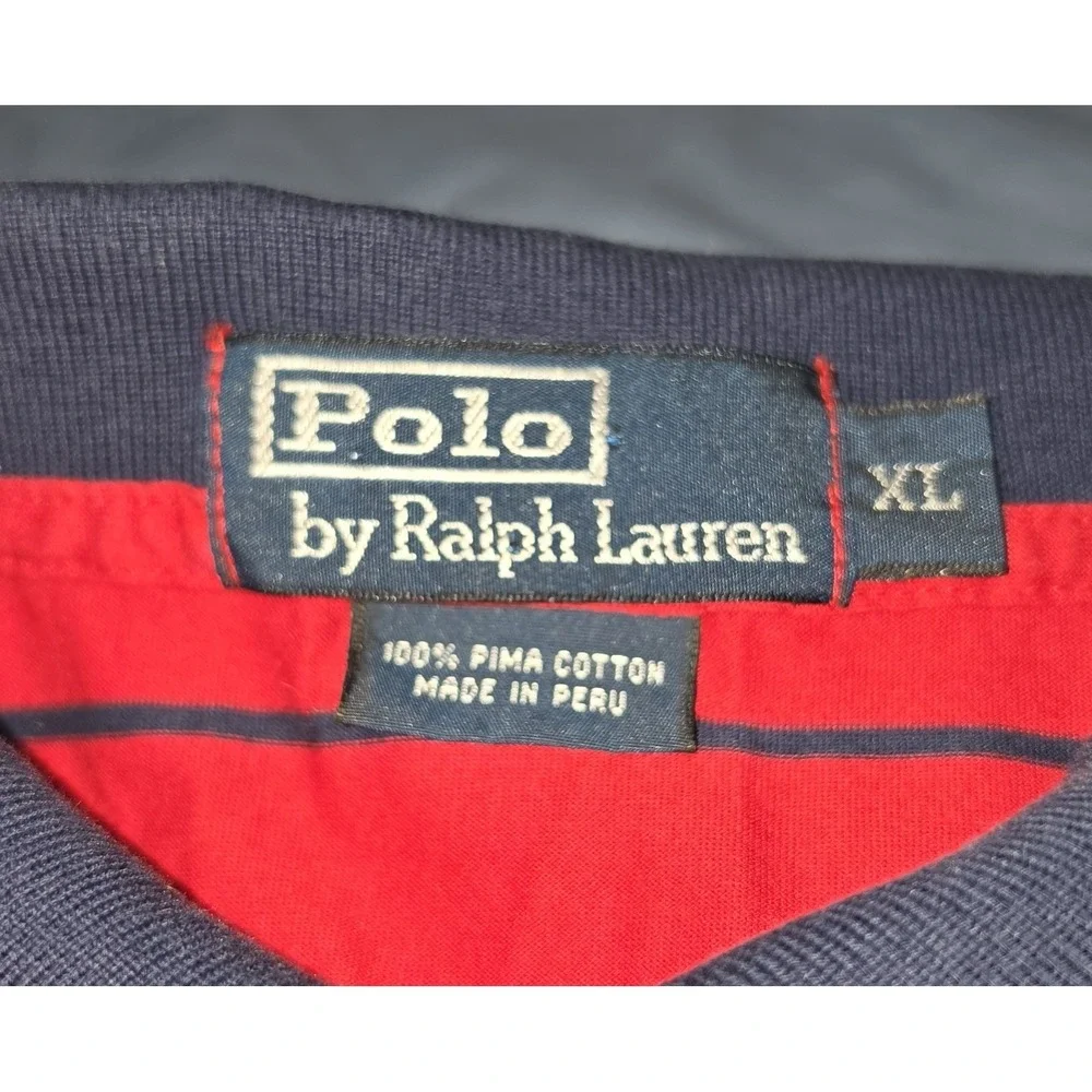 Polo Ralph Lauren 2008 US Open Tennis Red Striped‎ Polo Shirt Men XL